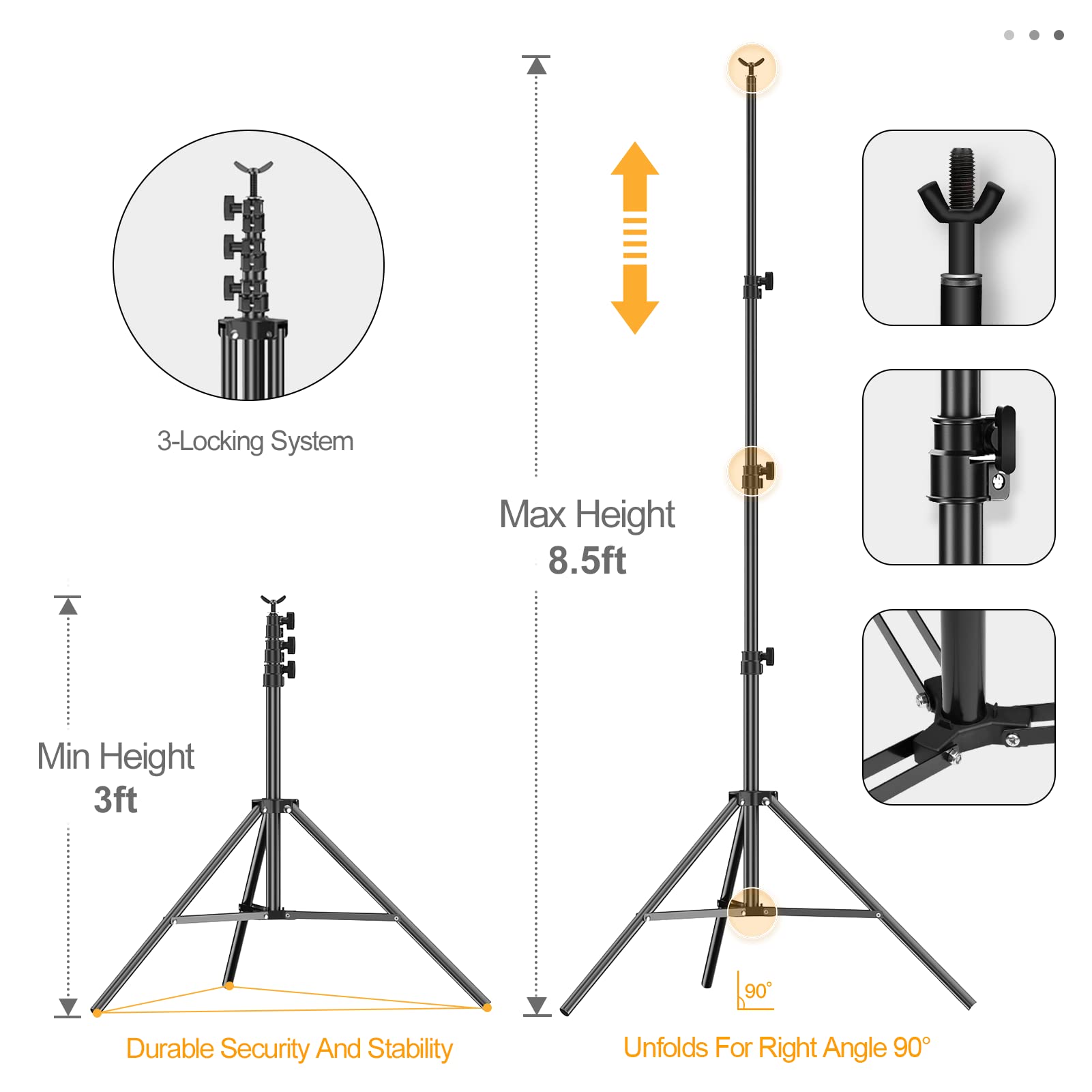 Emart Photography Backdrop Stand, 8.5 x 10ft Adjustable Background
