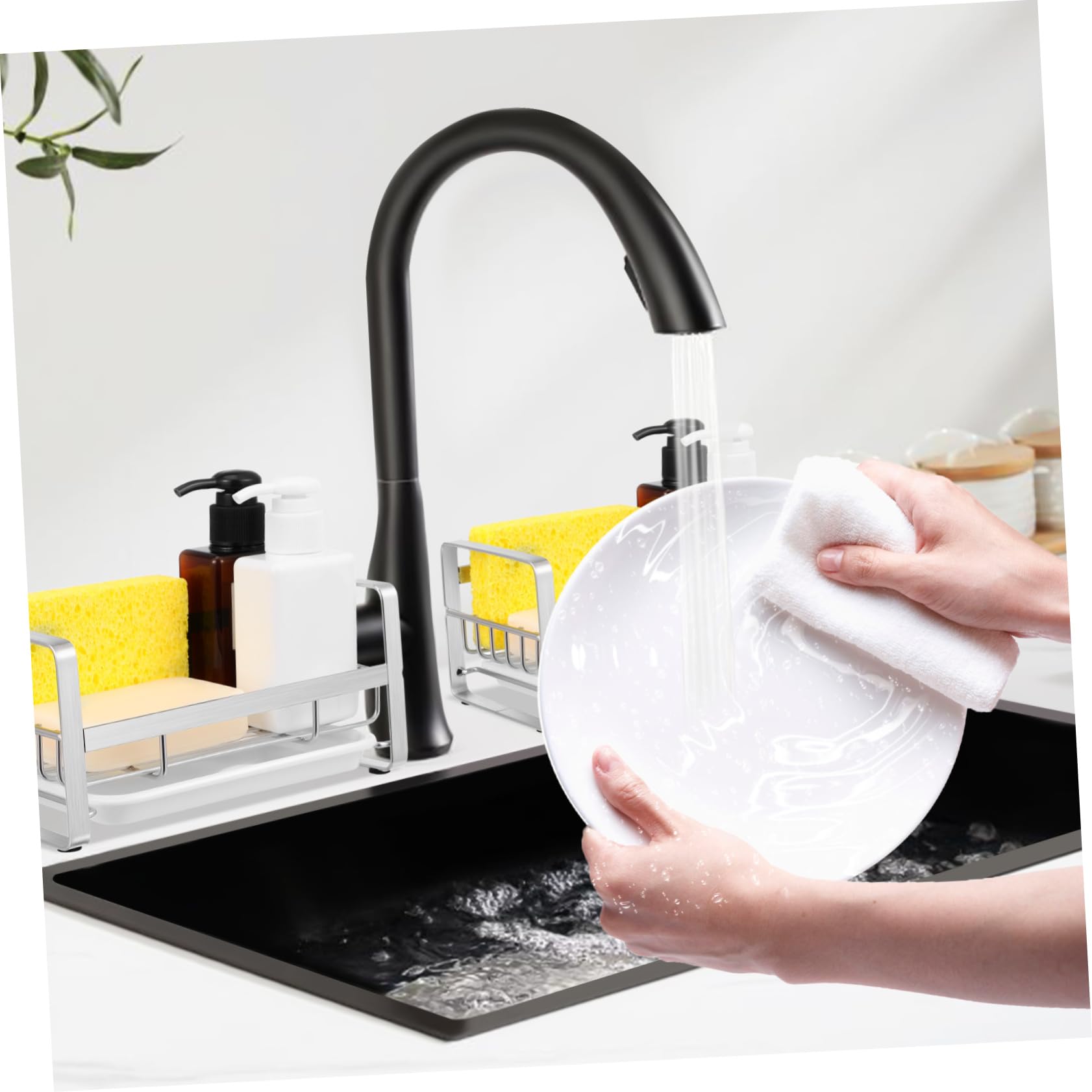 Alipis Schwammhalter für Spülbecken Küchen-schwammhalter mit Abtropfschale Edelstahl-schwammhalter für Spülbeckenablage Abtropfgestell für Spülschwämme Aufbewahrungskorb für Spülbecken