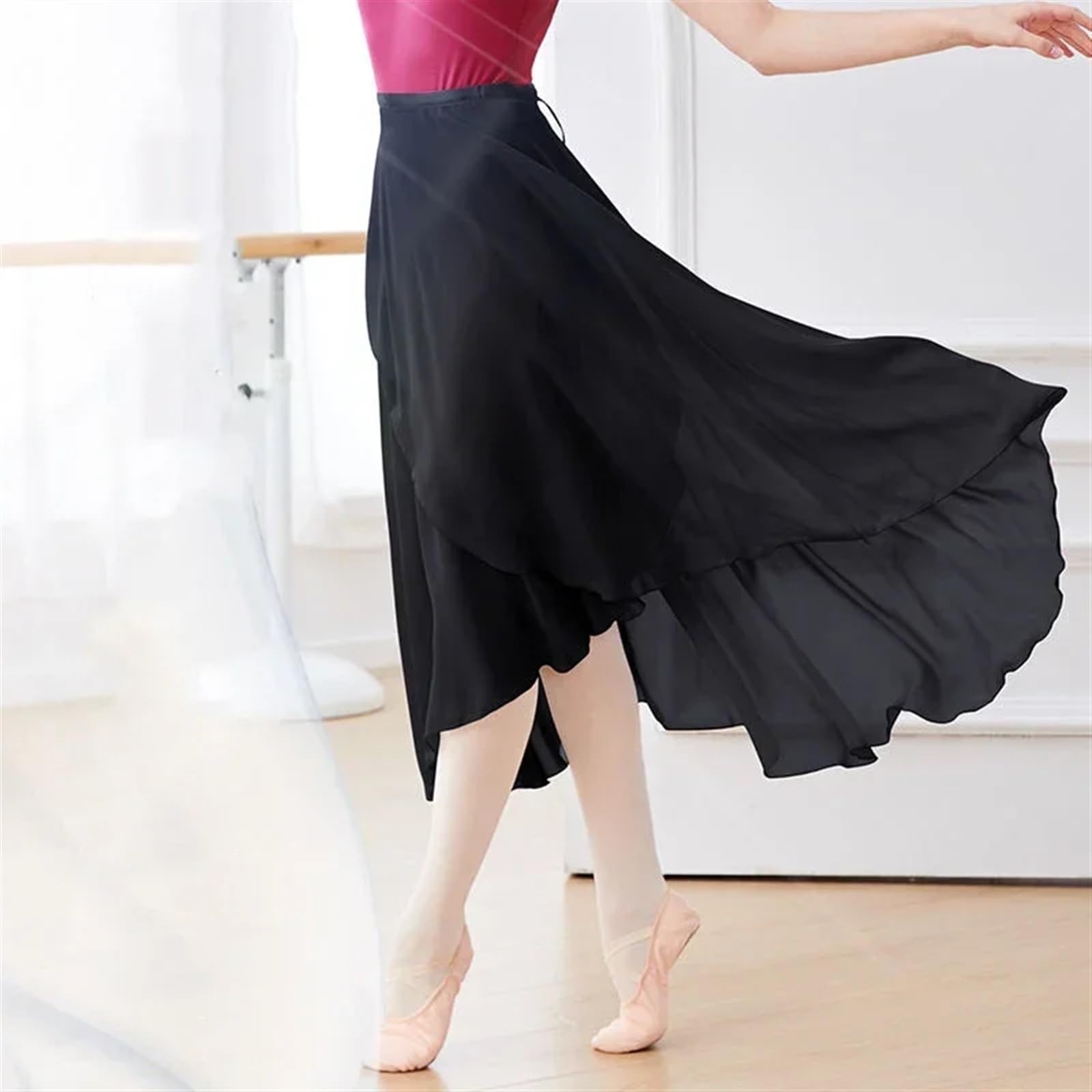 DiULi Jupe Portefeuille Ballet Femme – Mousseline Légère, Ceinture Ruban Réglable, Double Couche, Élégante Pour Danse Classique