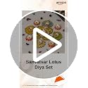 Image of Sanvatsar Home Decorative Lotus Rangoli & Lotus Diya Set | Corporate Gift, Diwali Gift, Diya For Puja Home Decoration Light Diya, New Year Candle Set Of 9(Yellow), Plastic, Floral