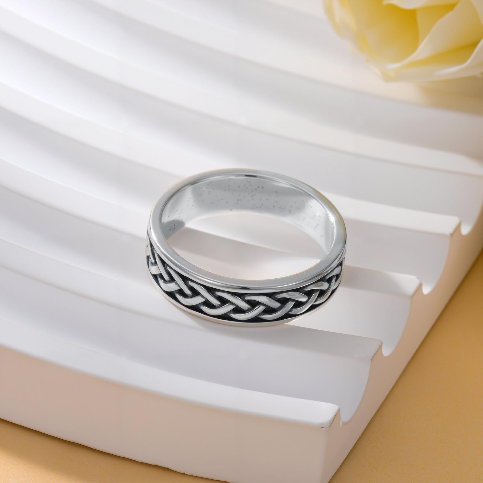 Herren Ringe 925 Silber Keltischer Knotenring aus Sterling Silber 6mm Keltischer Knoten Ehering für Männer und Frauen