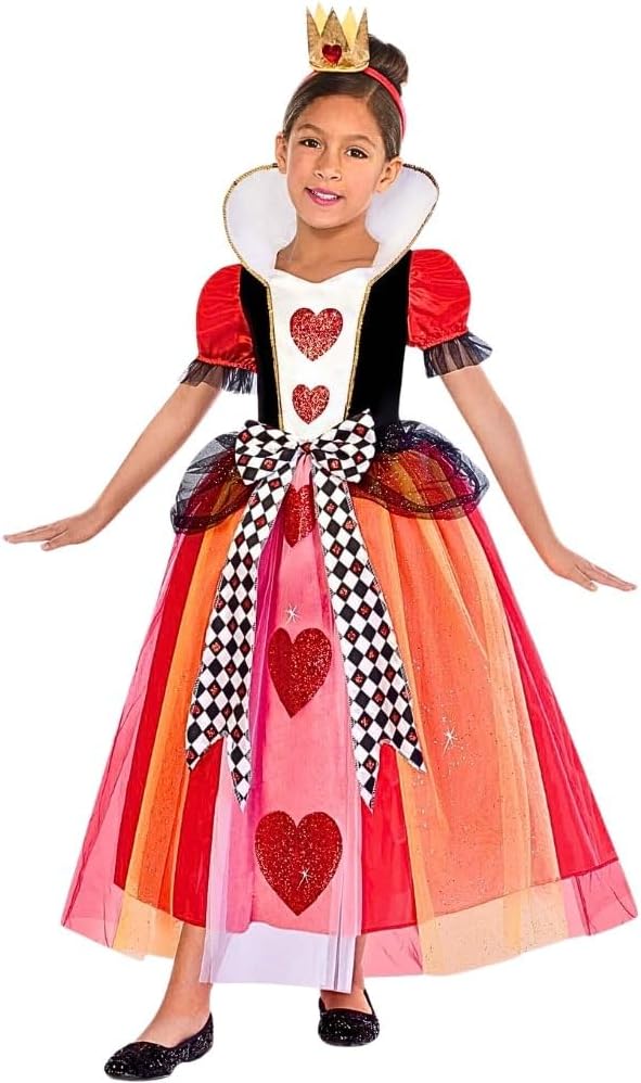 amscan Girls Queen of Hearts Costume, Small (4-6)- 2 pcs., Red