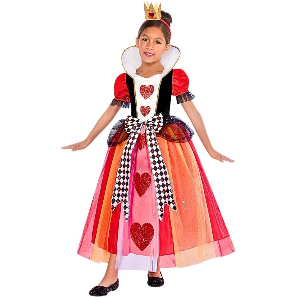 amscan Girls Queen of Hearts Costume, Small (4-6)- 2 pcs., Red