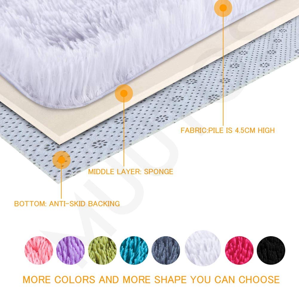 Kunstfell Dekofell Lammfellimitat Teppich, Teppich Kurzflor, Antistatisch Robust Qualität, für Wohnzimmer Esszimmer Gästezimmer, Weiß, 40 x 90 cm