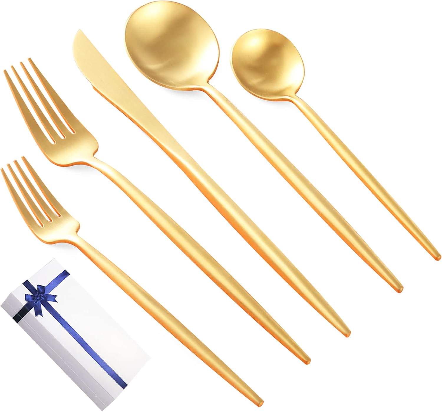 Buy Heavy 1810 Stainless Steel Matte Gold Silverware Set Gold Flatware