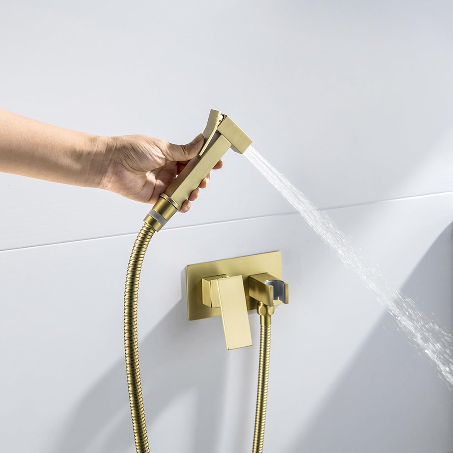 Handheld Bidet Sprayer for Toilet, Hot and Cold Bidet Attachment for Toilet Brass Douche Jet Spray Kit Wall Mounted Cloth Diaper with Rough-in Valve, 1.2m Stainless Steel Hose