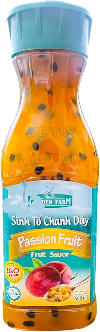Passion Fruit, 16.9 fl oz 500 ml, Tropical Thick, Drink, Smoothies, Topping, Sorbet, Passionfruit, Large Capacity, Commercial Use, Includes 7RabbitRiogrand Original Sticker Trademark Registration