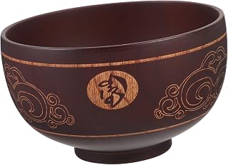Mikinona Bol de Madera Ensalada y Tazón de Decorativo Servir Arroz Sopa y Japonés Resistente y Estable