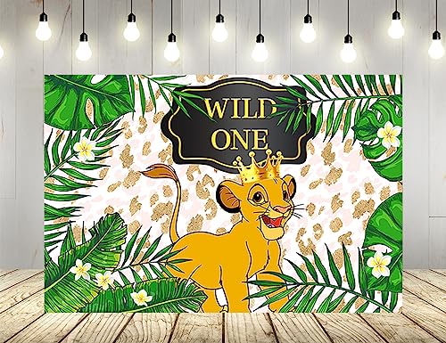 Baby The Lion King Backdrop for Birthday Party Supplies Jungle Safari Wild One Baby Shower Banner for Birthday Party Decoration 5x3ft