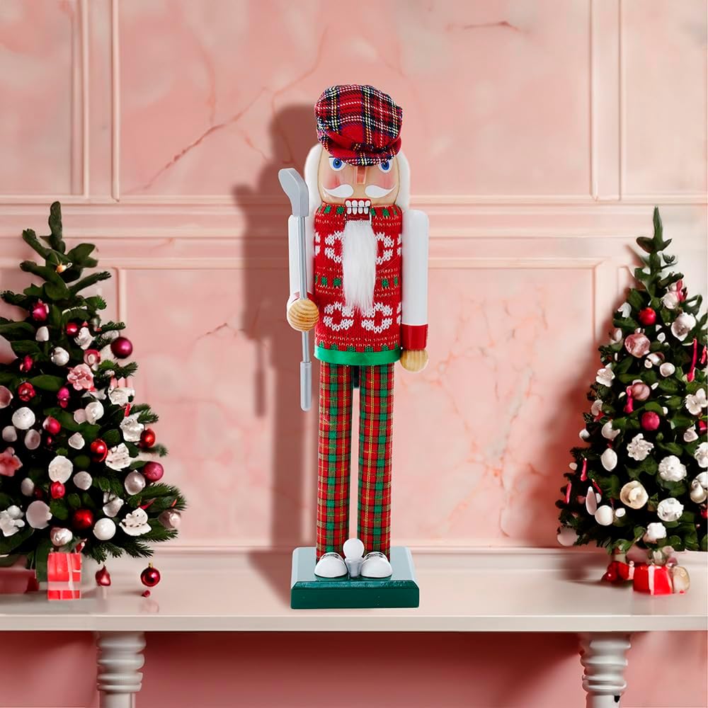 Kurt S. Adler 15-Inch Red and Green Golfer Nutcracker