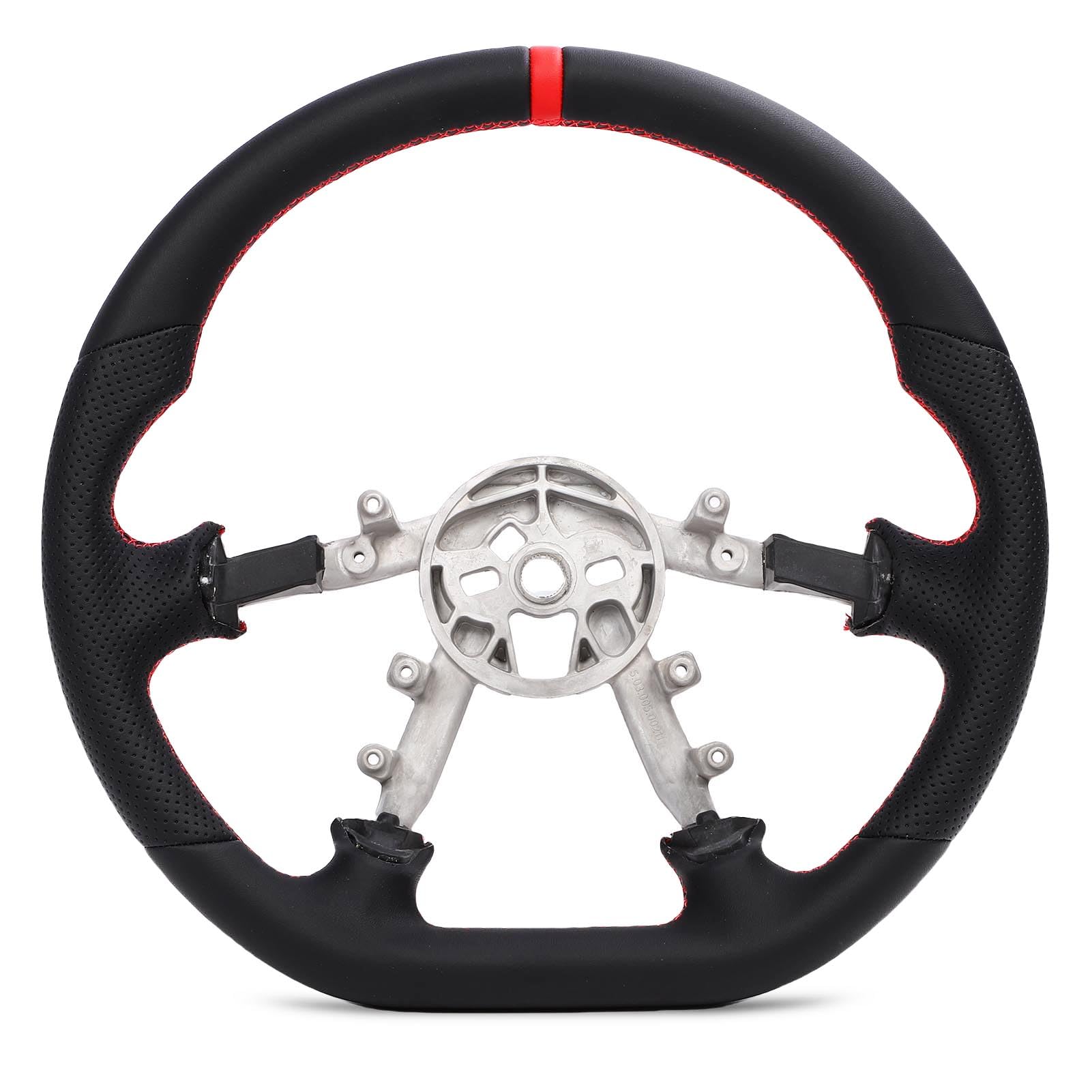 Volante da in Pelle Traforata con Prestazioni Migliorate per 1997-2004, Cuciture Rosse e Design a D con Fondo Piatto per gli Appassionati di Auto