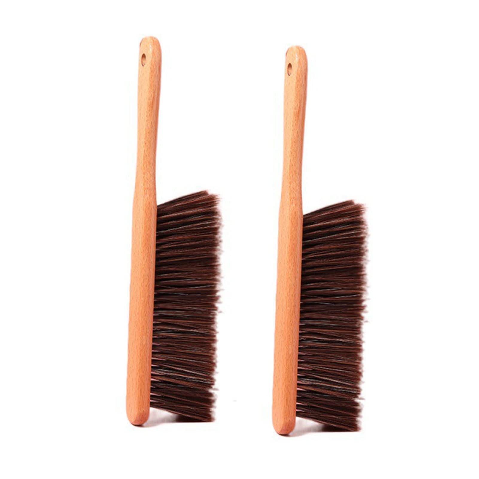 NEDLON 2 Pack Hand Bed Broom, Horse Hair Bench Brush Wood Handle, Bricklayers Brushes, Cleaning Counter Furniture Dusting Brush