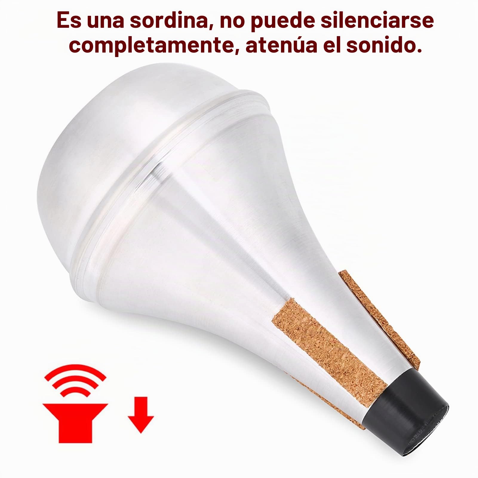 Trompeta Mute, Silenciador de Trompeta, Aluminio Ligero y Resistente, para Práctica Silenciosa en Hogar, Escuela o Estudio, Ideal para Estudiantes, Profesores y Amateurs