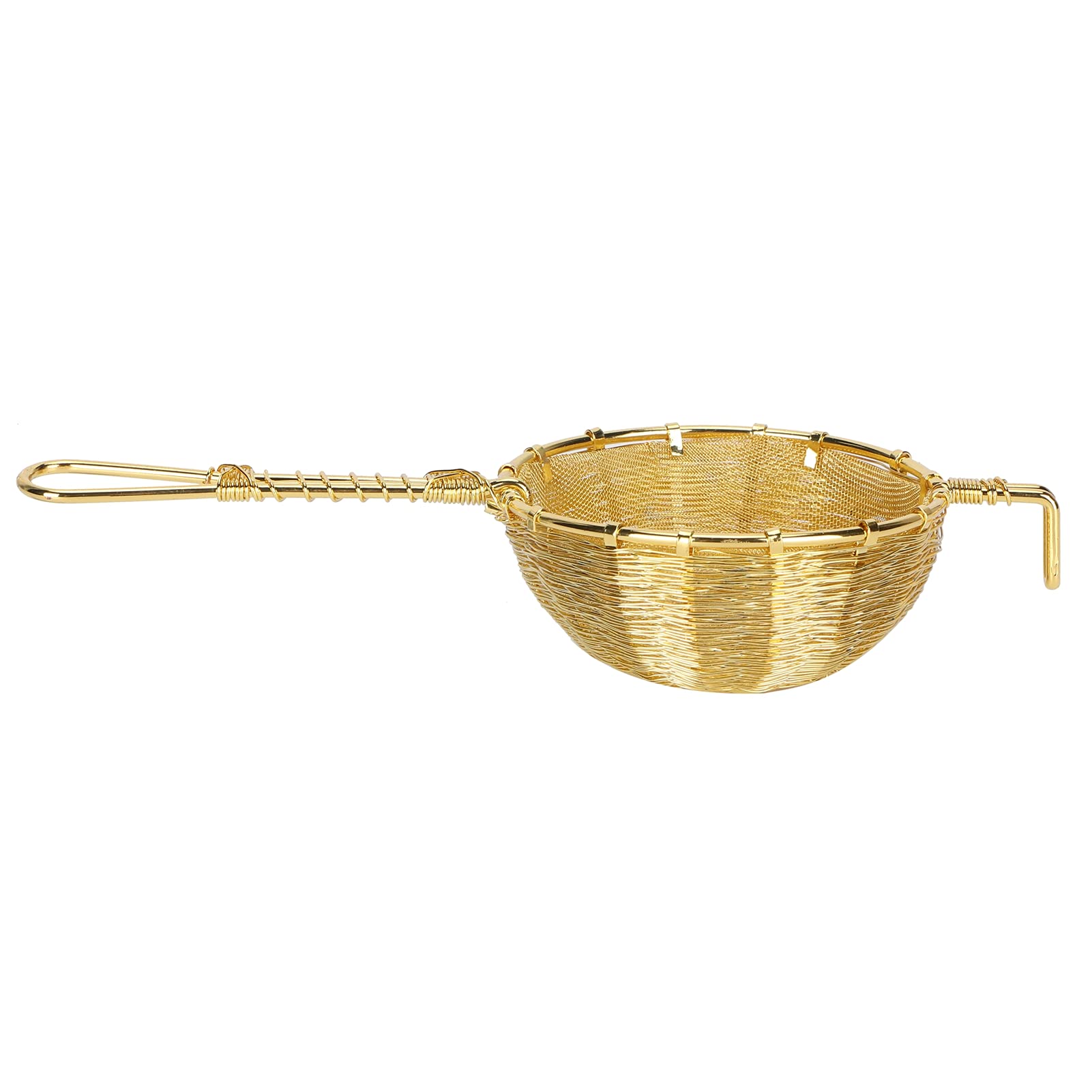 Passoire à thé en cuivre fabriquée à la main, filtre à théière réutilisable avec long manche, maille fine et dense pour une excellente séparation des scories, conception