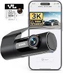 KAWA Dash Cam 3K, Mini Front Dash Camera for Cars, Smart Voice Control, 1620P QHD, Built in WiFi, 24H Parking Mode, Loop Recording, G-Sensor, Night Vision, iOS/Android Mobile App, Support 256GB Max