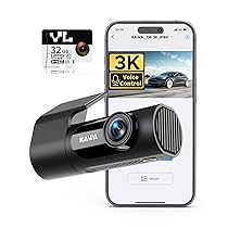 KAWA Dash Cam 3K Anteriore,Controllo Vocale,Modalità Parcheggio 24, 7,Scheda SD 32GB,G-Sensor,dashcam 360 gradi,Visione Notturna,Registrazione in Loop,WiFi&APP, Telecamera Auto 3K,Camion,RV,SUV,Furgone