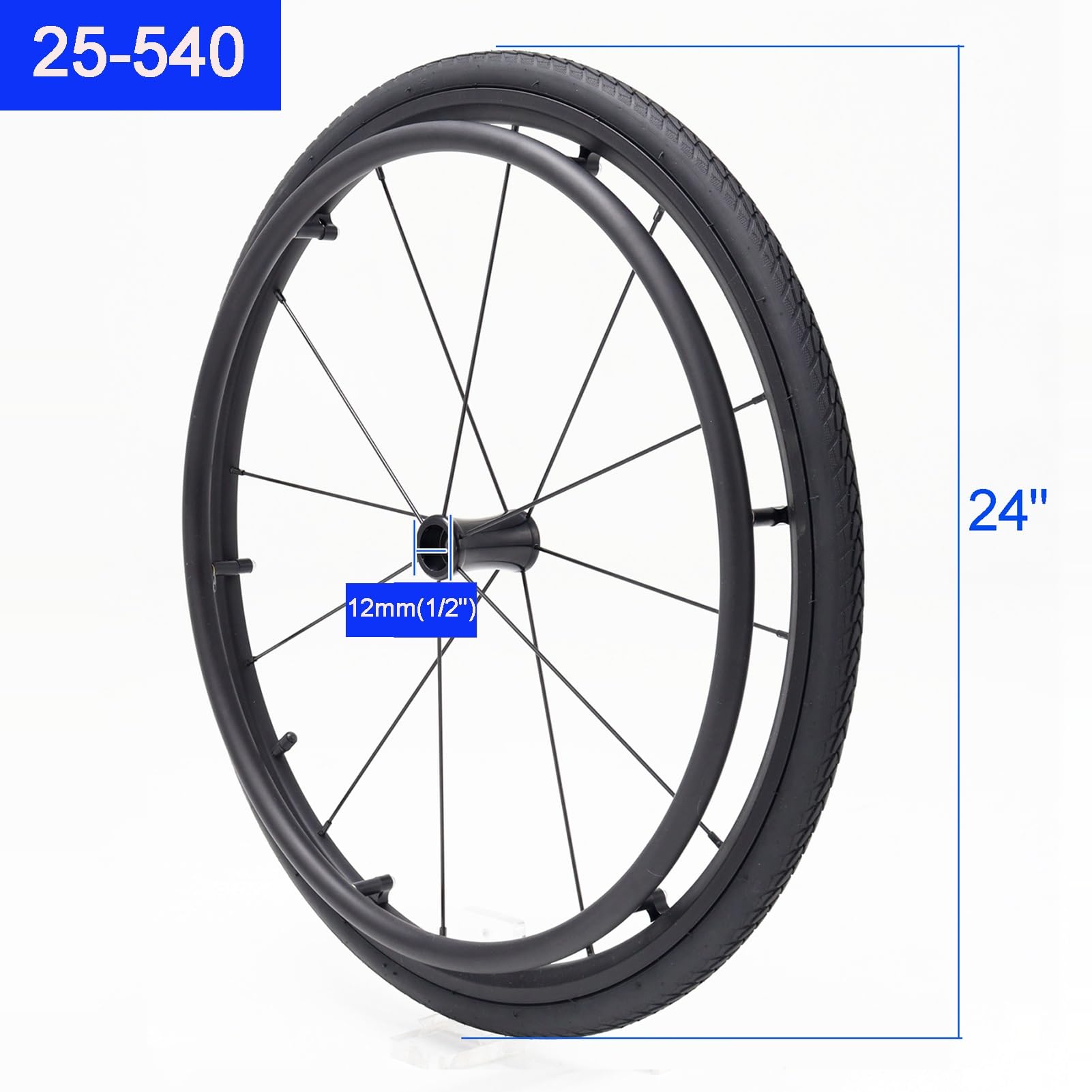 Części zamienne do tylnego koła wózka inwalidzkiego (para), opona pneumatyczna 24" x 1" (25-540), łożysko 1/2", zespół tylnego koła do wózka sportowego(Bearing 12mm)