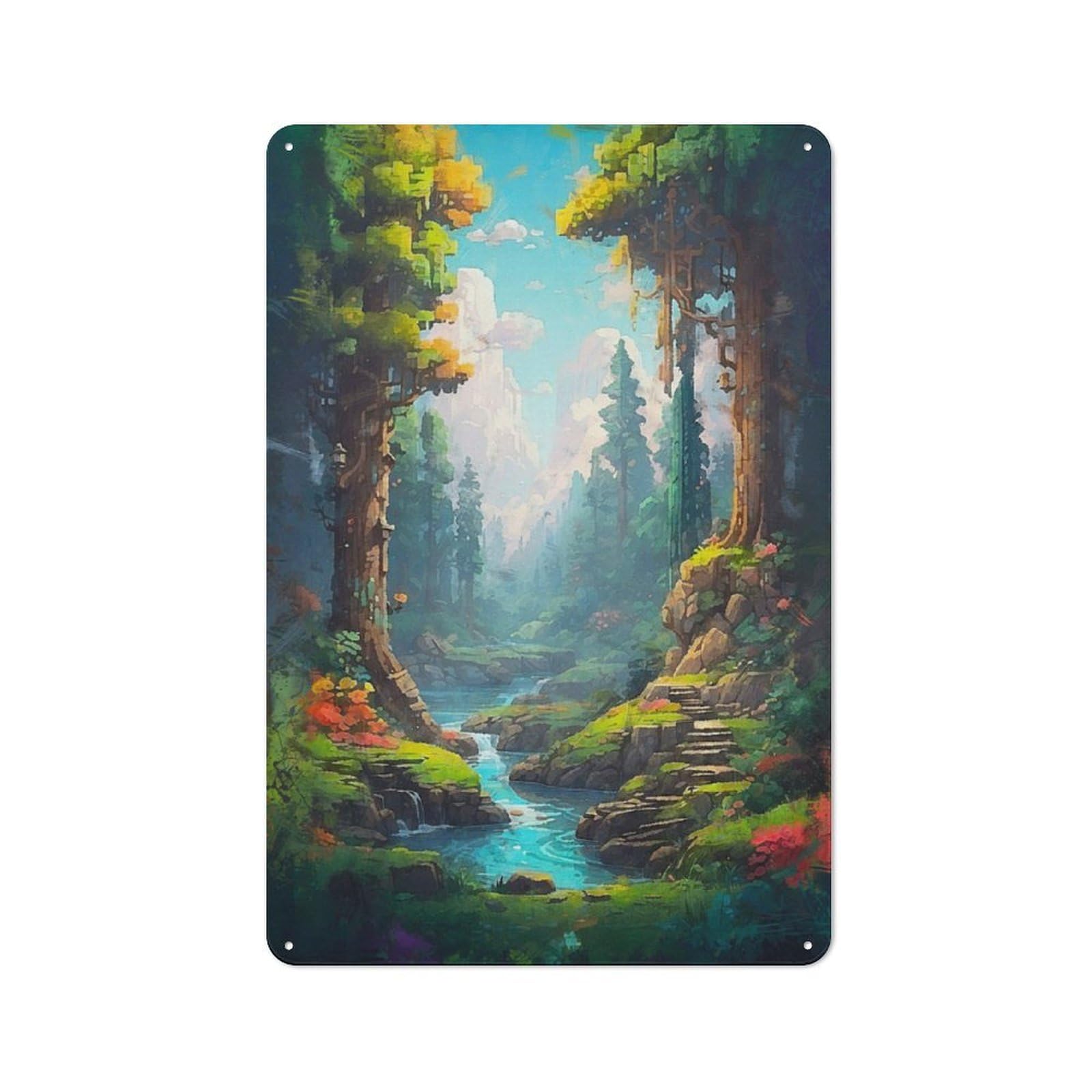 Junmoney Enchanted Pixel Grove Metal Sign 30X20cm With For Home Bar Wall, Rustic Decor, For Collectors Decorating Home Bars And Entertaining Spaces