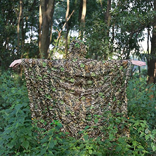 Zicac Outdoor mit schnelltrocknend Polyester 3D-Blätter Tarnen Cape Umhang Mantel Stealth Waldjagdbekleidung (tarnung)