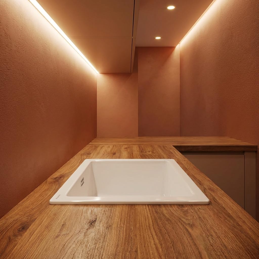Fregadero de cocina empotrado de cerámica con 1 cubeta 45 x 47,5 cm color blanco - Sefir