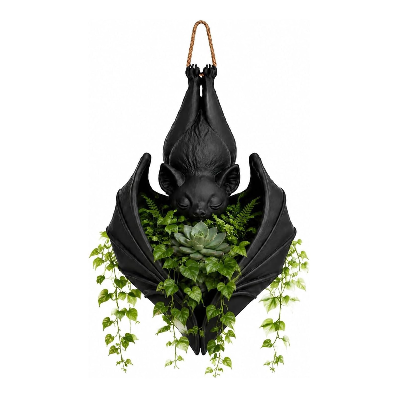 Kaelwvn 1Pcs Hanging Bat Plant Pot,3D Printed Gothic Bat Planter For Flowers & Vines (1Pcs)