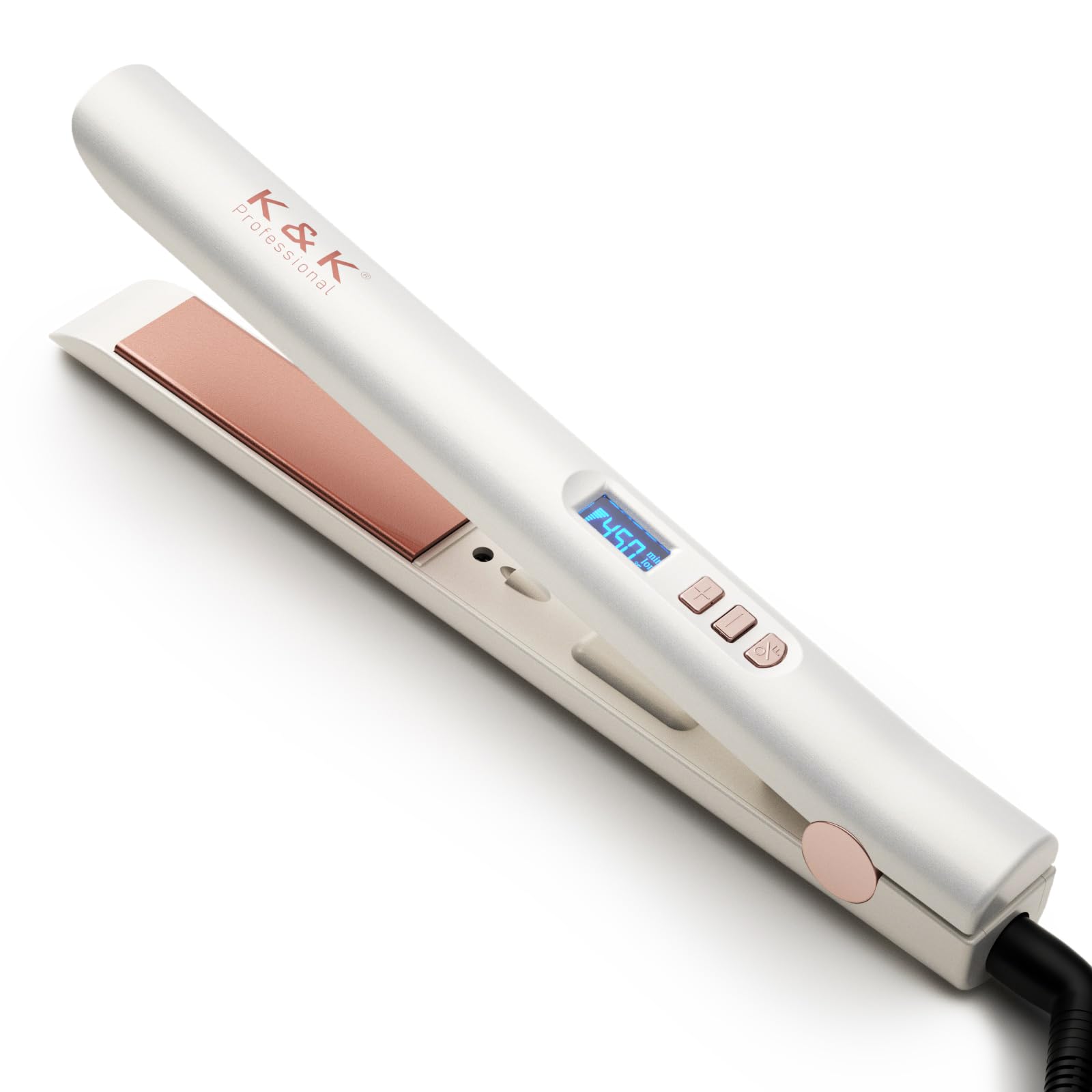 K&K Shine Therapy 1 Inch Hair Straighteners, Best Hot Tools Straightening Iron with Negative Ion to Lock in Moisture & Shine, Pure Titanium Plate