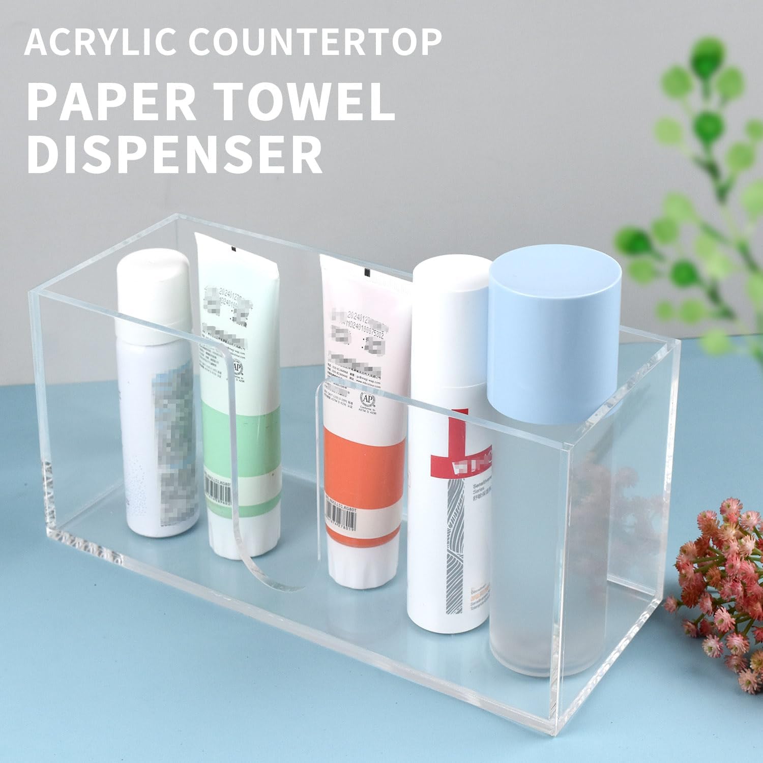 Acrylic Paper Towel Holder Countertop, 5mm Thick Clear C-Fold Z-Fold Trifold Napkin Dispenser, Bathroom & Kitchen Organizer for Multifold Towels (2)