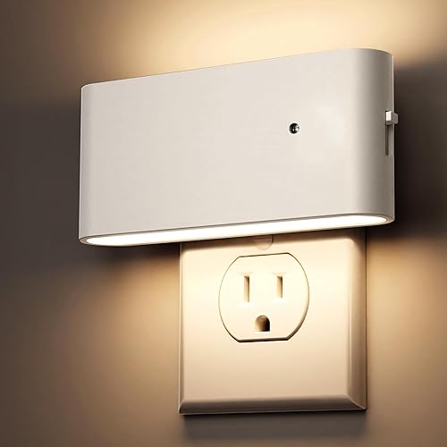 Briignite Luces nocturnas enchufables a la pared, luz nocturna LED con sensor de luz del atardecer al amanecer, paquete de 2, luz nocturna regulable