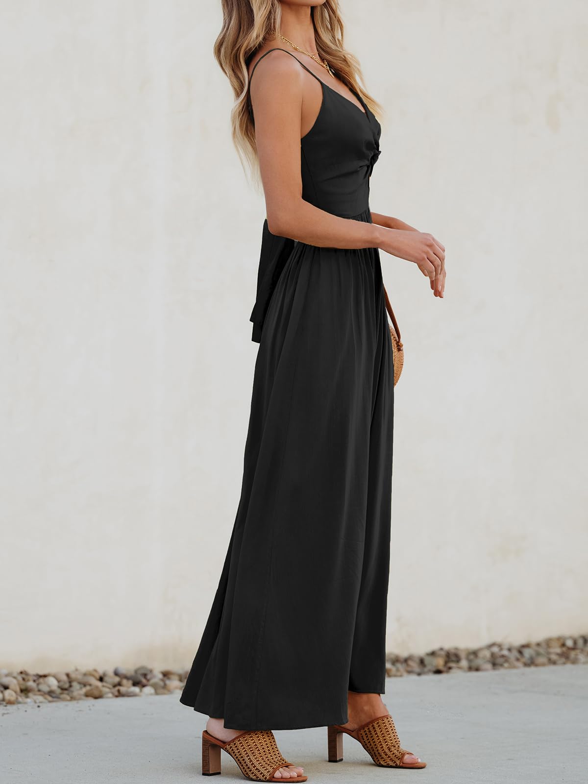 CUPSHE Abiti Estivi da Donna V Neck per la Spiaggia con Stampa Paisley Senza Maniche Abiti Casual con Cutout e Nodo Maxi