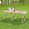 Foldable Camping Table - 4ft Roll-Up Portable Picnic Table with Carry Bag - Indoor/Outdoor Low Height Travel, Party, or Beach Table by Wakeman Outdoors (Natural Wood)