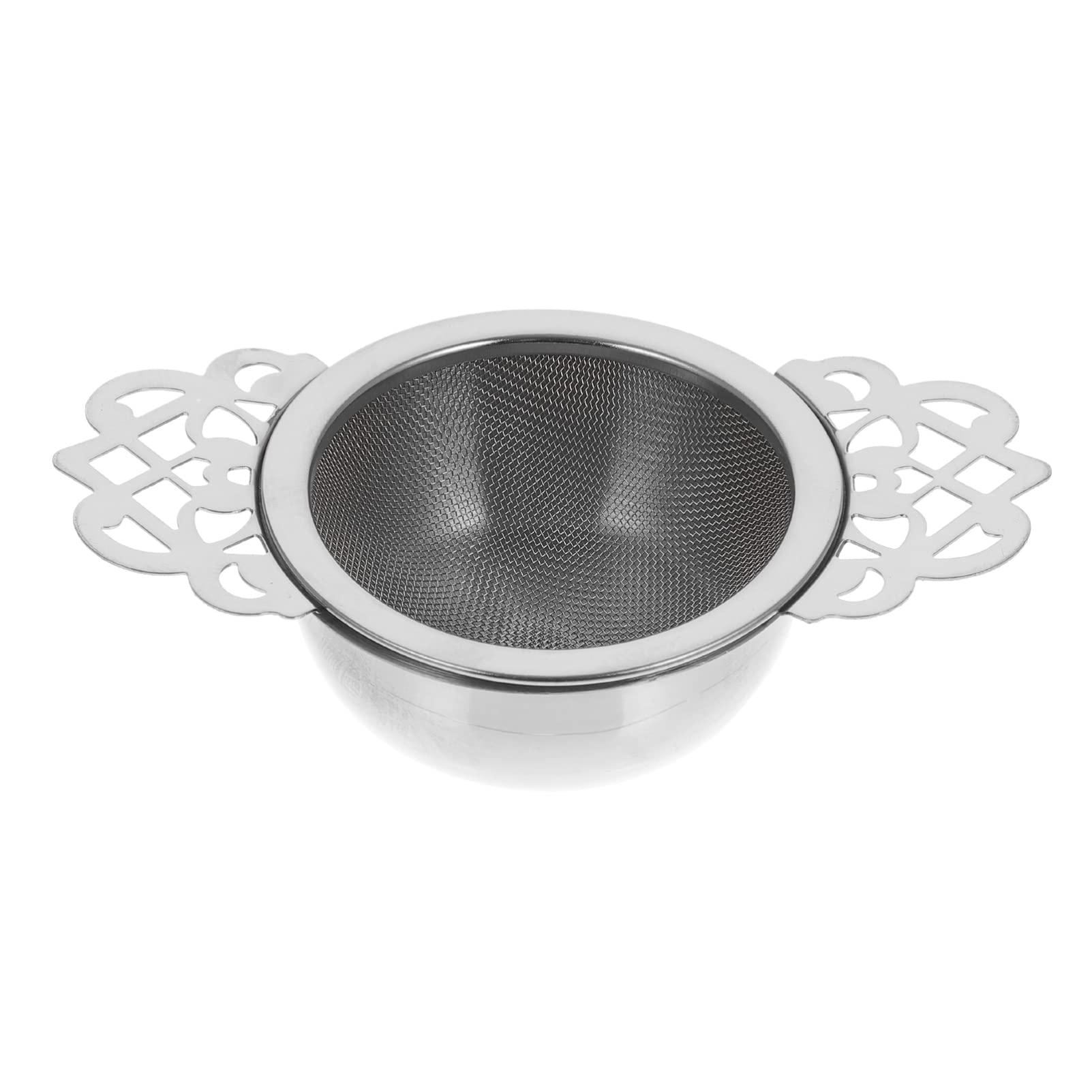 AngoilyFine Mesh Strainer Tea Infuser Basket Stainless Steel Tea Cup Strainer Filters with Drip Bowls Handle Empress Tea Strainer Filters for Home Kitchen Silver Metal Teapot