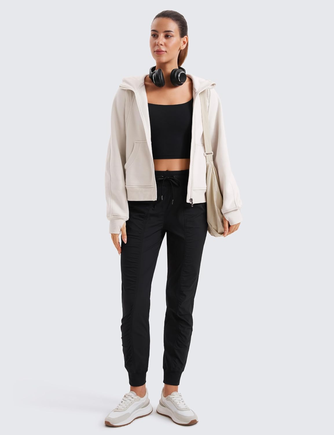 CRZ YOGA Womens Fleece Lined Full Zip Hoodies Oversized Long Sleeve Casual Workout Hooded Sweatshirt with Thumb Holes - Image 5