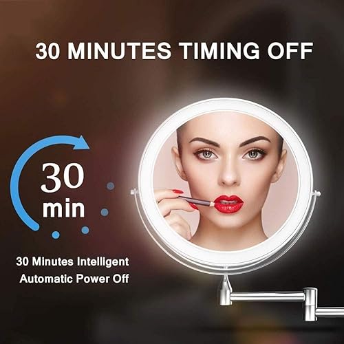 Miniatura 4 de Mirror-MRJ Espejo de maquillaje LED de 8 pulgadas, color negro, espejo de afeitado LED de apagado automático, pantalla táctil, luz ajustable, doble