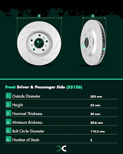 Miniatura 187 de SCITOO Kit de freno delantero Rotores de freno delantero y pastillas de freno de cerámica para 08-16 para Chrysler Town & Country, 08-16 para Dodge