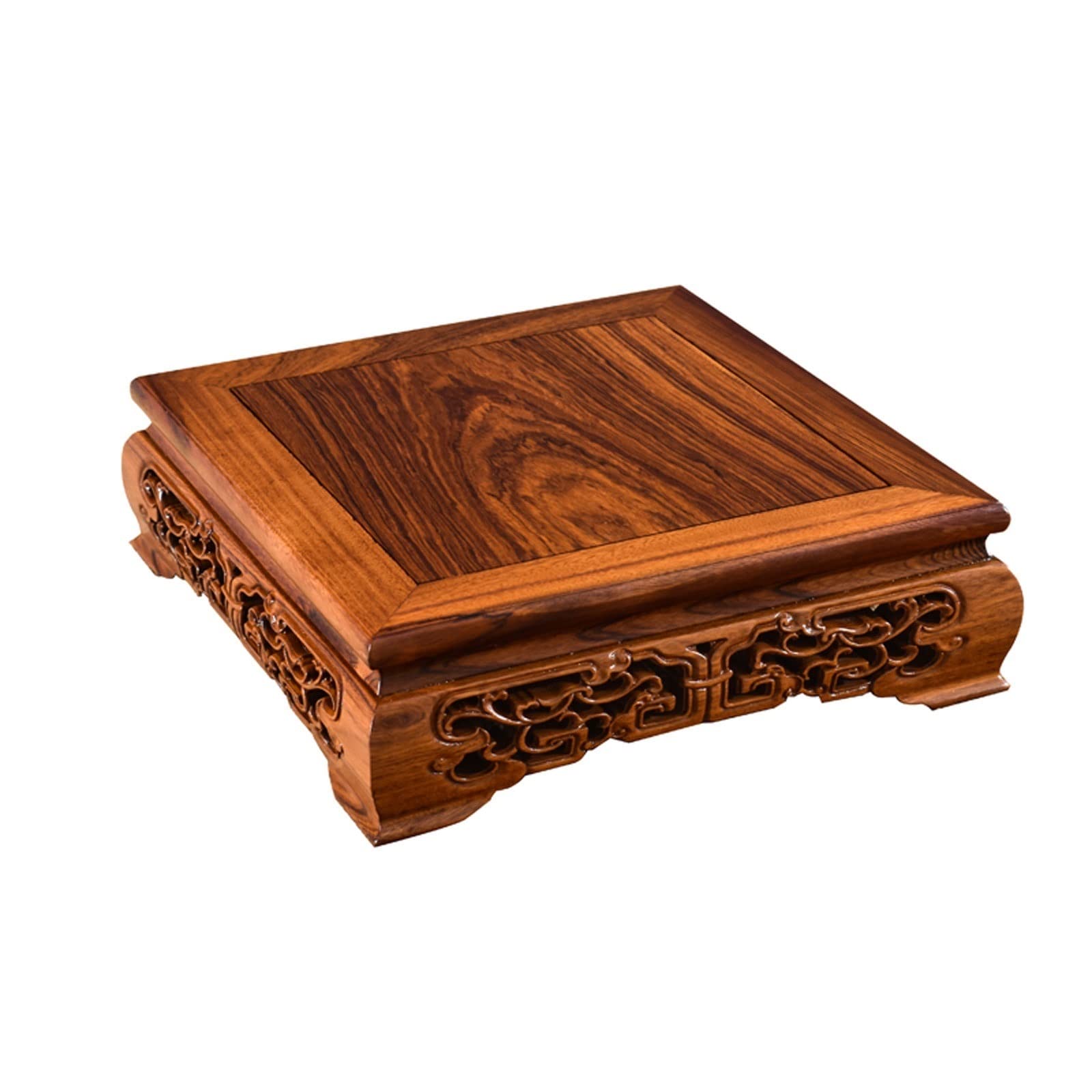 MPOPO Bonsai Pedestal Square Wooden Teapot Base Vase Buddha Statue Decoration Small Coffee Table Display Stand Bracket Vase Display Stands Pedestal Base(A)