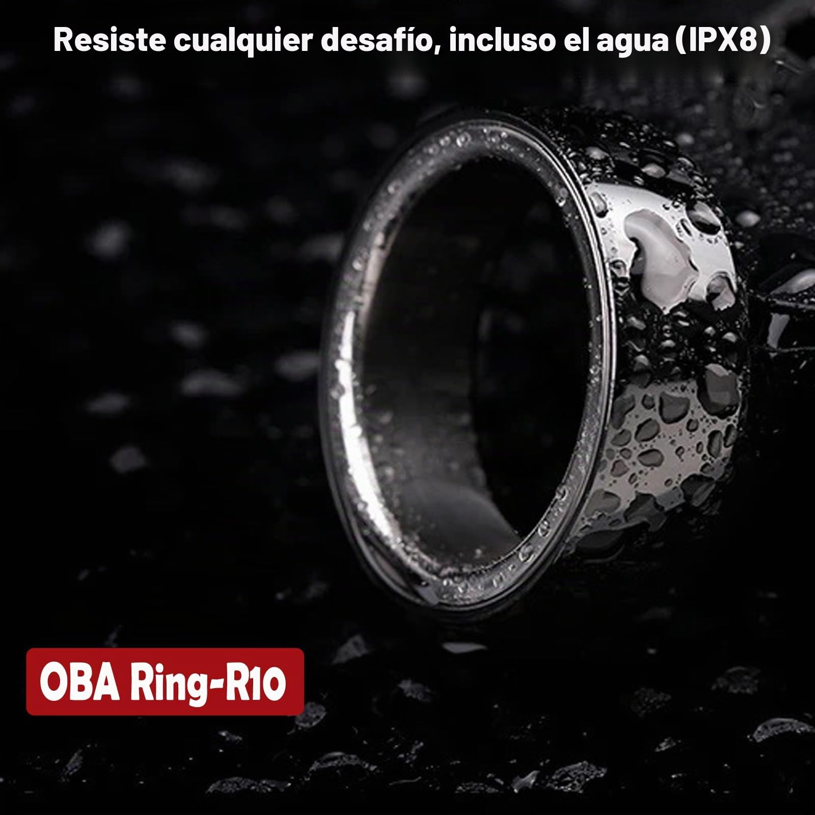 Oba R10 - Anillo Inteligente con Contador de Pasos, Distancia, calorías, frecuencia cardíaca, Calidad del sueño, Nivel de estrés, oxígeno en Sangre, aplicación de Cobertura de cerámica (tamaño - XL,