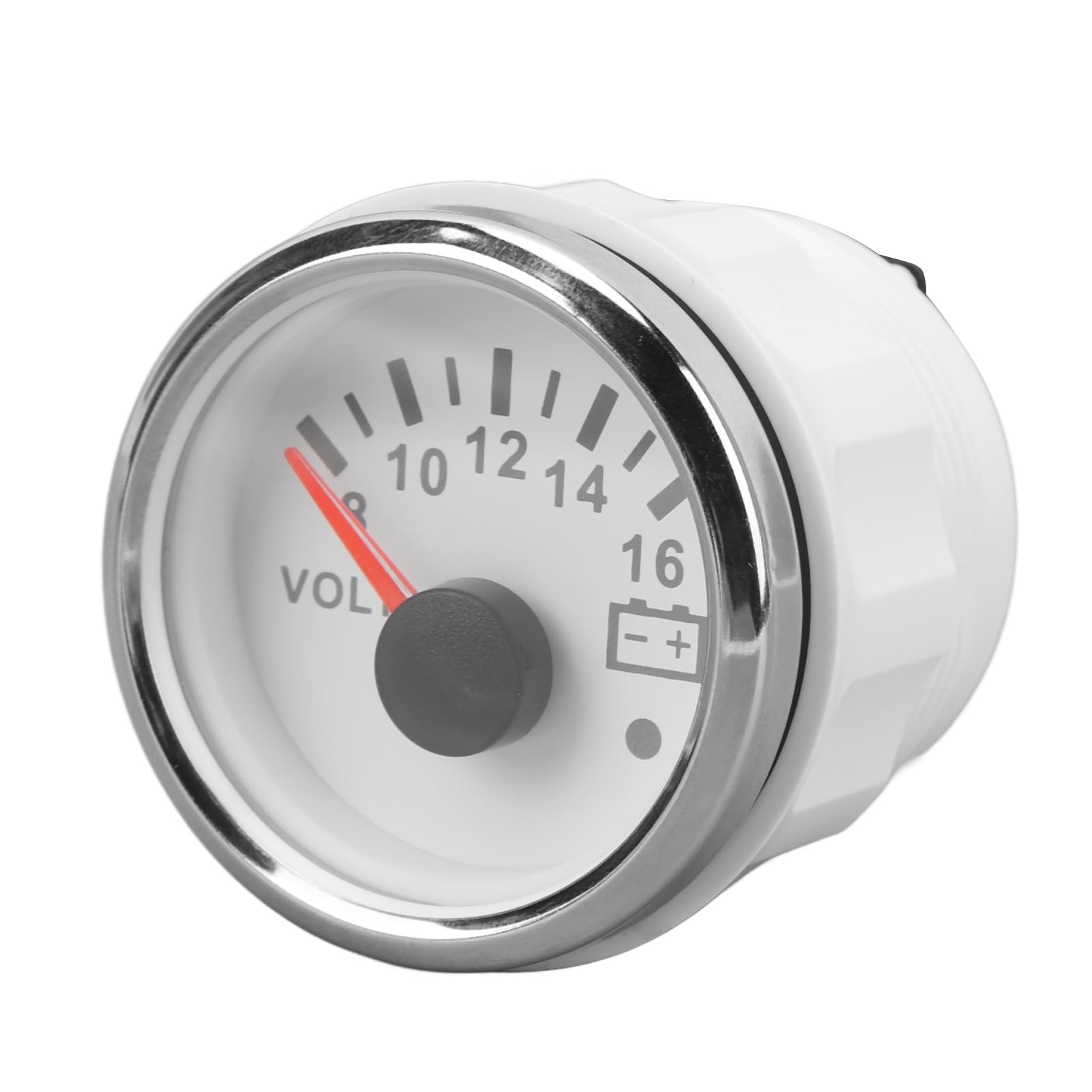 Voltmetro per Barche da 52 Mm DC9-32V Puntatore di Tensione con Retroilluminazione Colorata per Yacht Barche da Pesca (Copertura in argento placcato bianco)