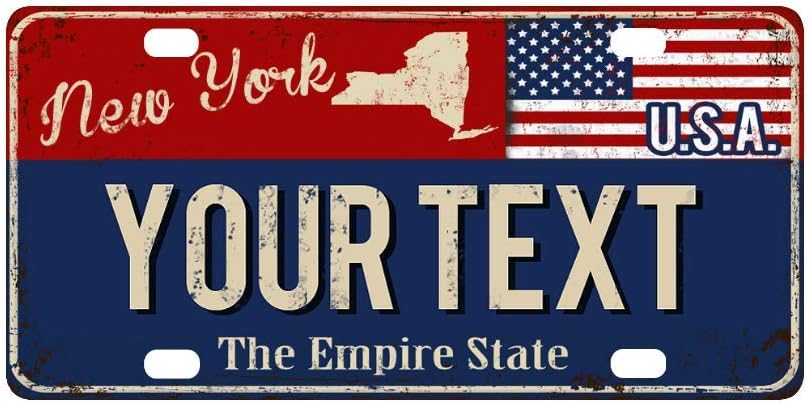 InterestPrint Personalized New York License Plate for Cars - Add Text - Custom Gifts for Man Woman Girl Boy - Aluminum Metal Automotive Car Tag Front of Car 6" x 12" inch