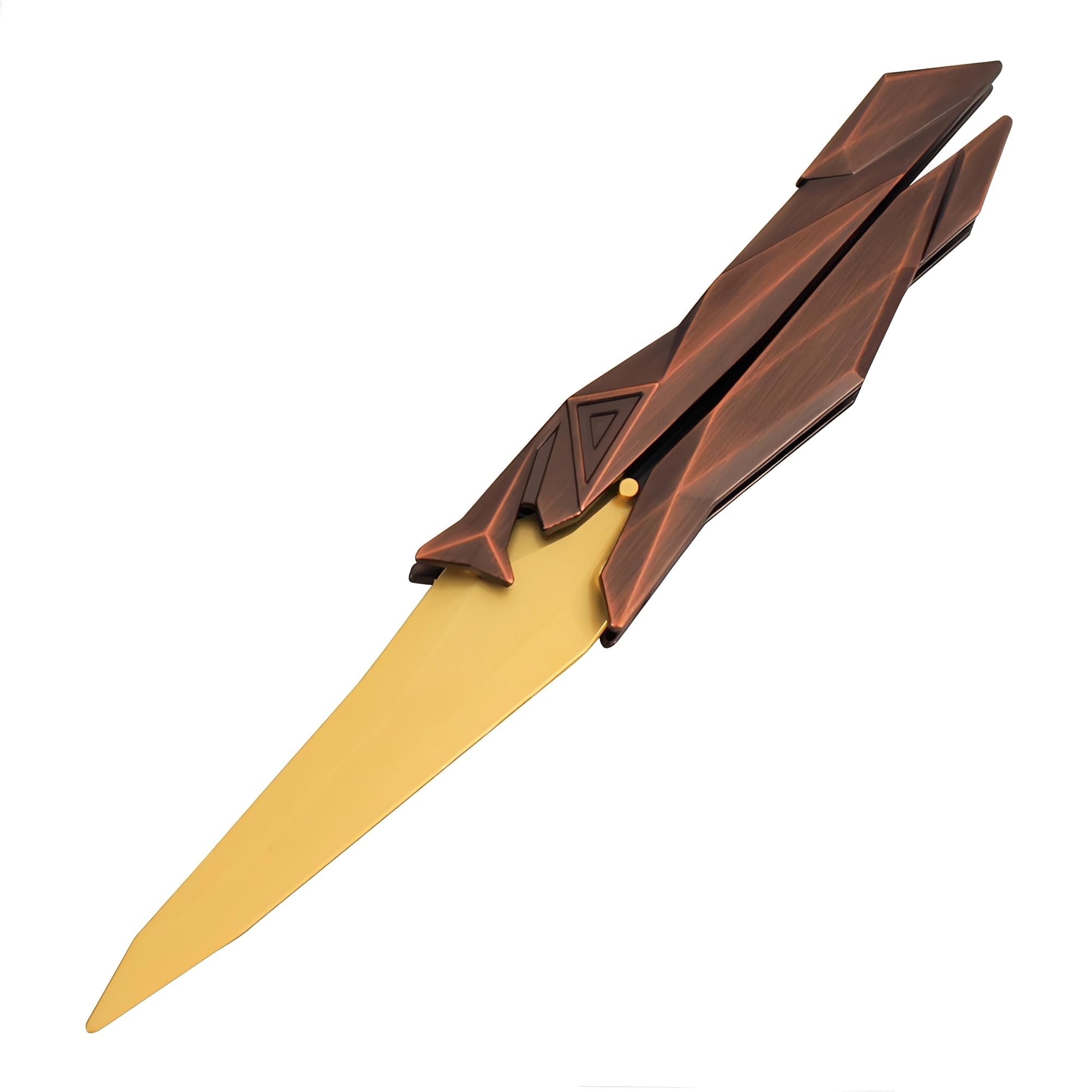 JHRFU Gold Singularity Butterfly Model, Length 22Cm/8.7Inch,All-Metal Construction, with A Leather Sheath.,B