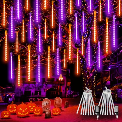 2 Pack Halloween Lights Outdoor 16 Tubes 384 LEDs Meteor Shower Rain Lights