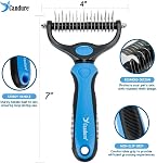 Candure Dematting Peigne pour chien et chat, Râteau de grooming pour animaux de compagnie et brosses pour petits chiens de taille moyenne à double face Enlève les noeuds & Cheveux tangés (bleu, gros à moyen)