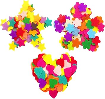 Hyamass 300Pcs Felt Flower/Heart/Star Fabric Embellishments, Non-Fraying | Mini, Assorted Colors, Glueable To Fabric, Sew-On Safe, Hand Wash, Ideal For Scrapbooking, Great For DIY Crafts, Cards, Decor
