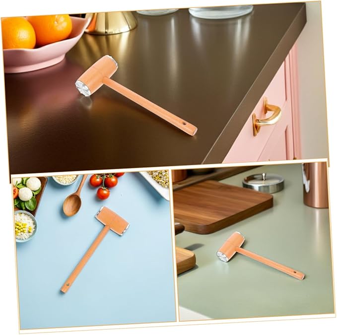 Martillo Ablandador de Carne Luxshiny 2 Piezas Madera Aluminio miniatura 4
