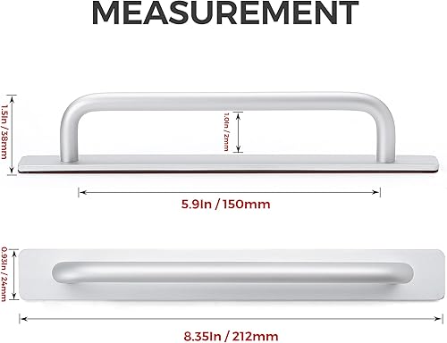 Miniatura 4 de Ravinte Manijas Adhesivas para Gabinete, Tiradores de Cajón Autoadhesivos, Manijas de Puerta de Closet Sin Taladro, Tiradores de Ventana de Plata