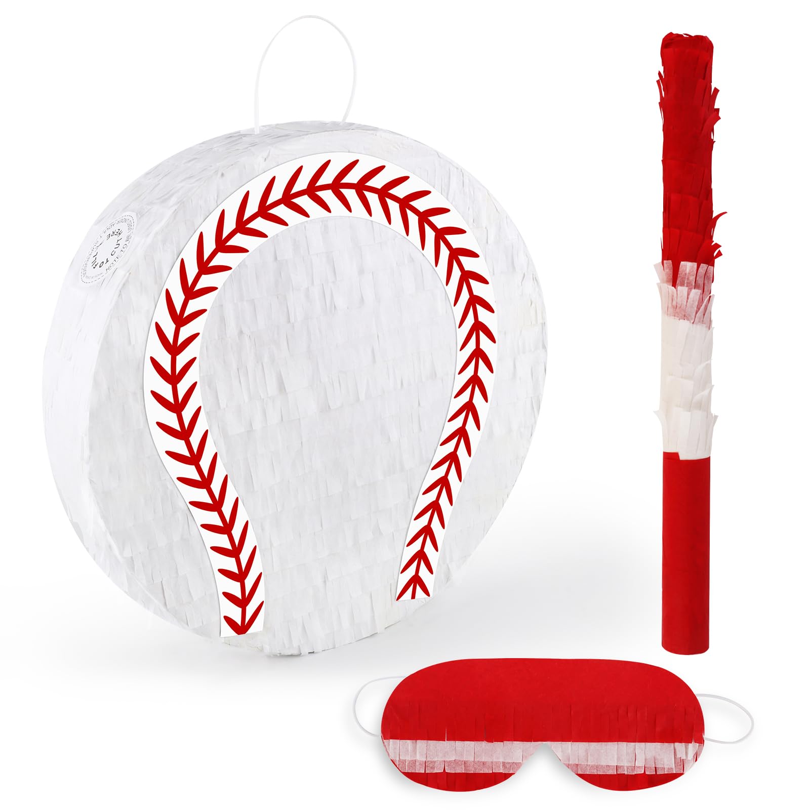 Hooqict Baseball Pinata with Blindfold and Bat Sports Pinata for Kids Boys Baseball Themed Birthday Party Decorations Supplies