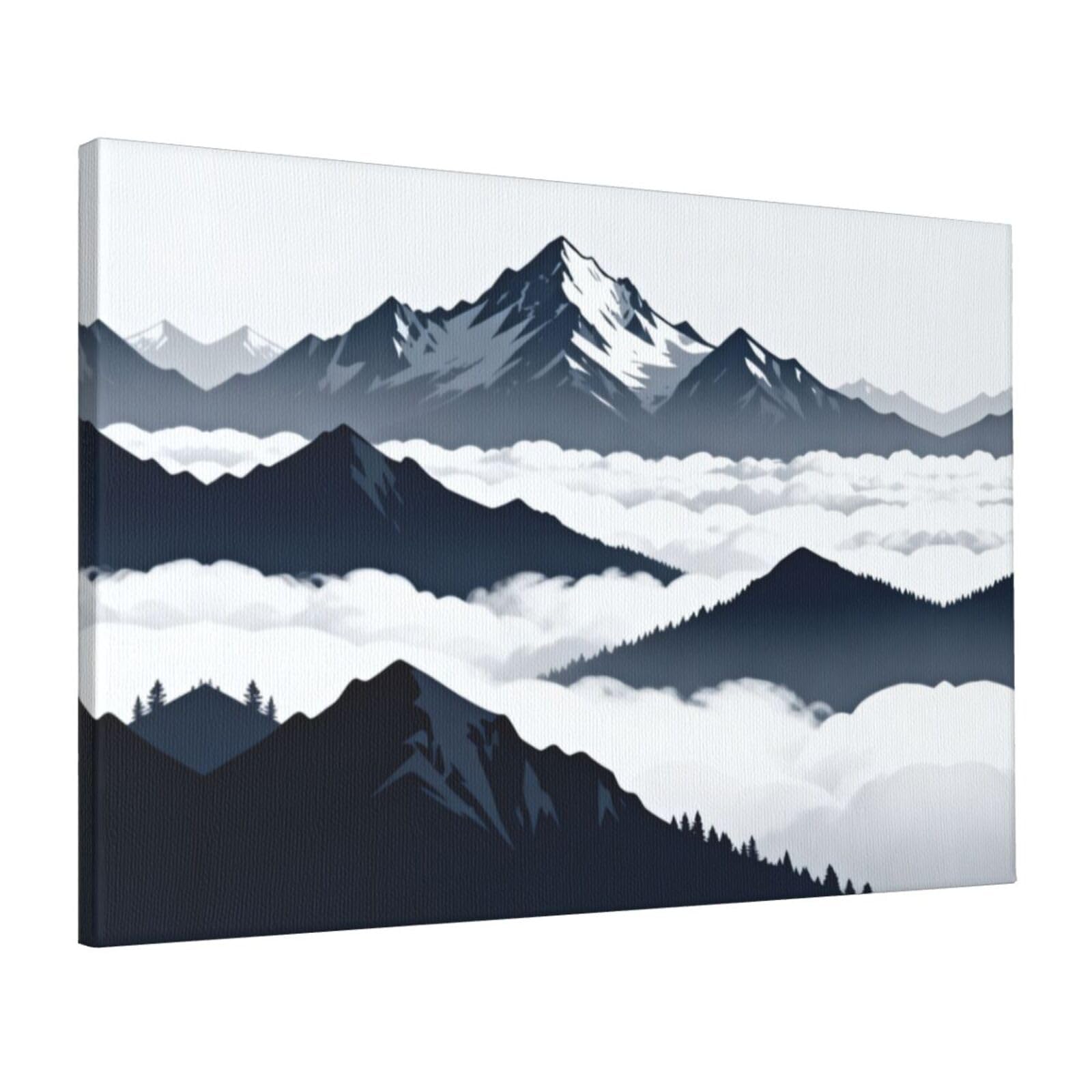 CNTDBU Snow Mountain Peak Canvas Wall Art 16x24 Inch-Large Modern Painting Print for Living Room, Framed Ready to Hang Artwork for Bedroom