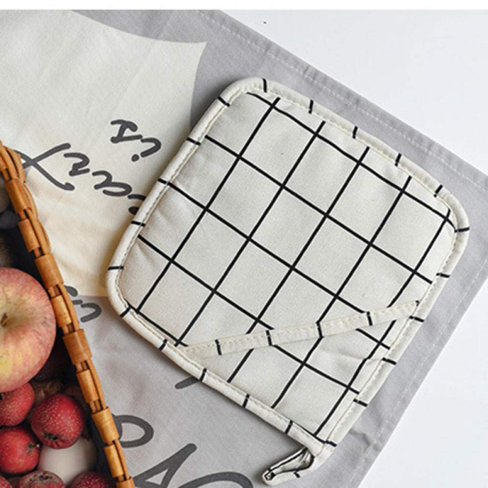 Lklnkvl White Grids Placemats, Cotton Drink Coasters Cup Mat Tea Coffee Mug Placemat Table Kitchen Pot Holder For Drinks-Grey Grids(White Grids)
