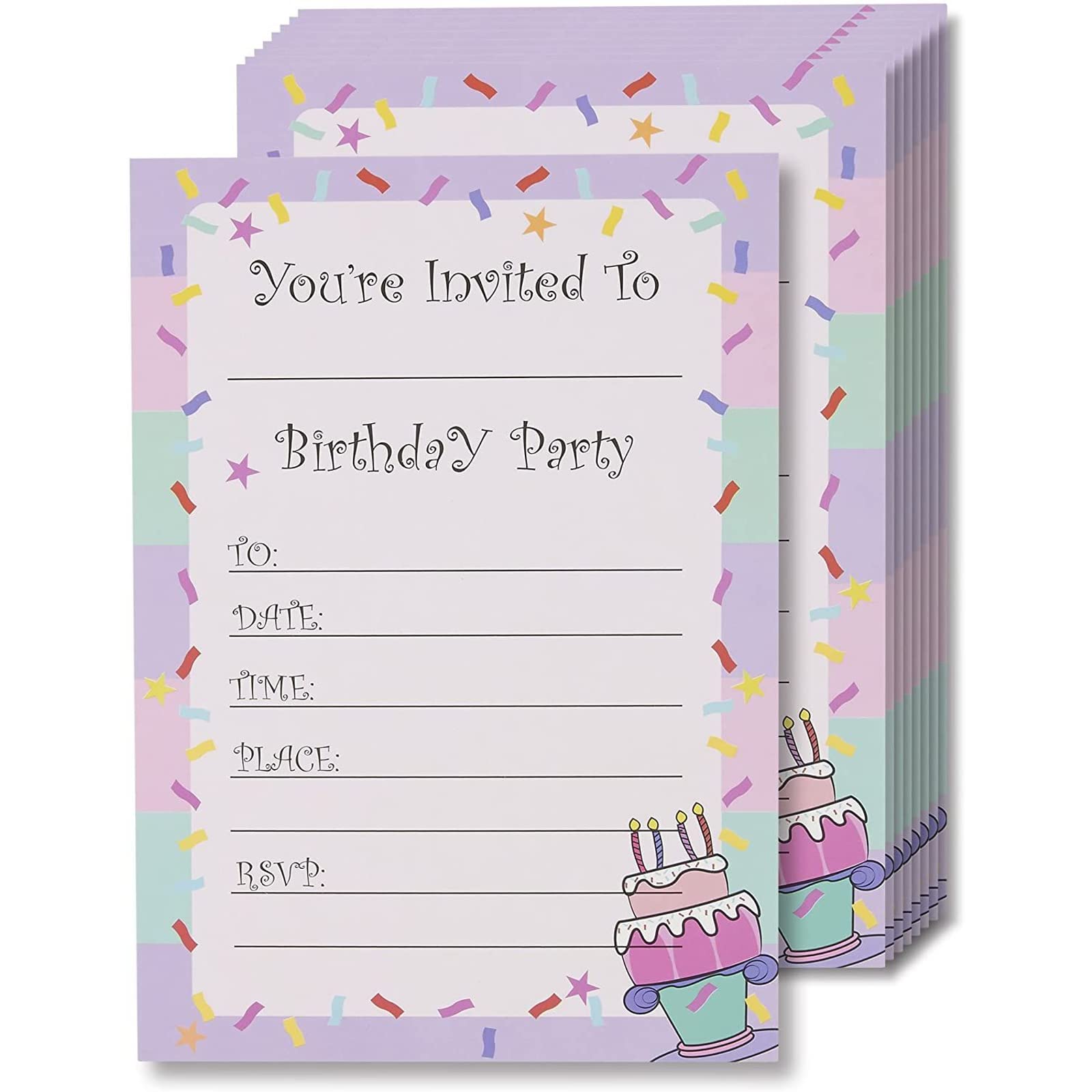 Buy Invitation Cards 24Pack Birthday Party Invitation Cards, Fillin Invitations with