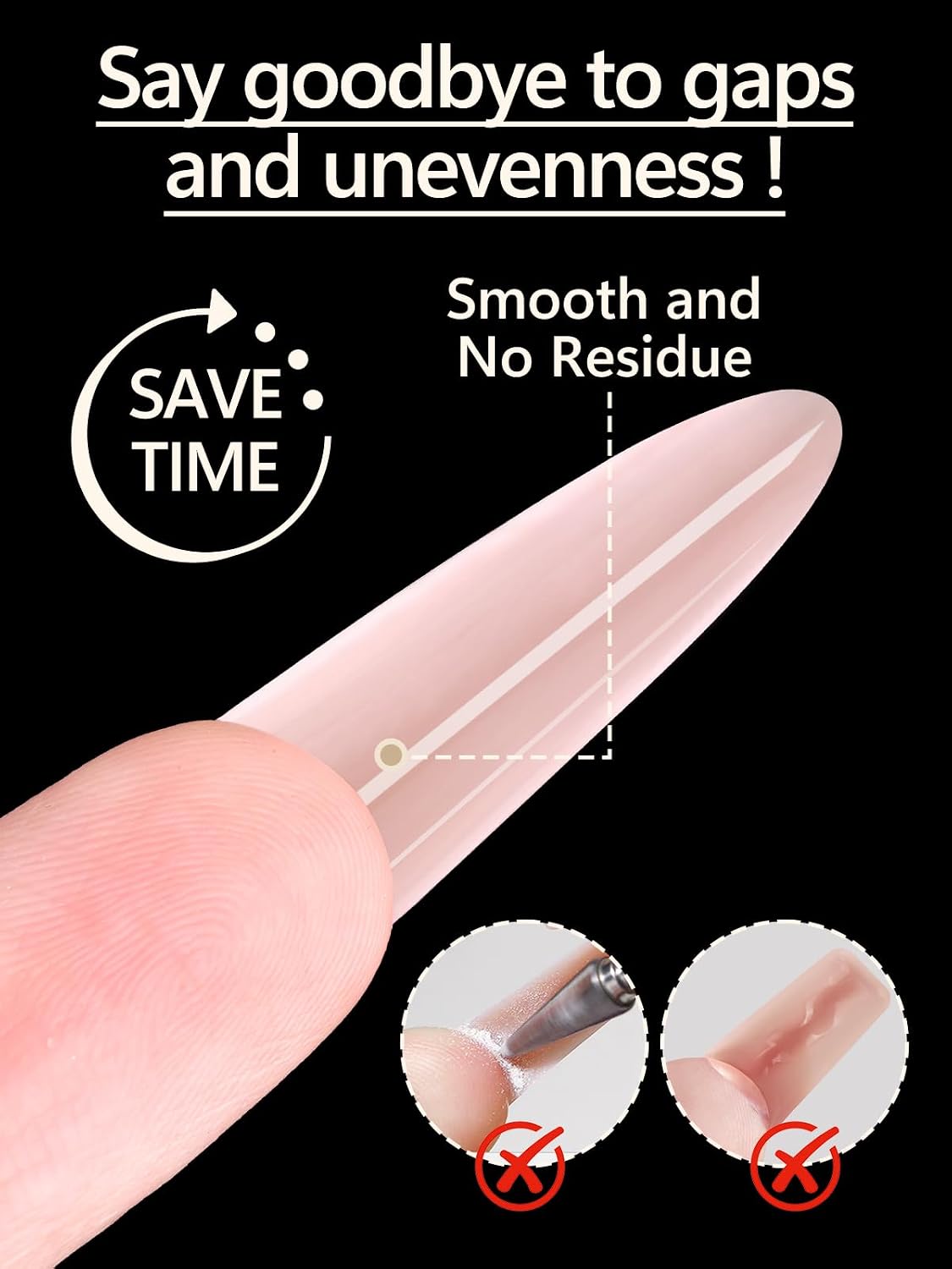 EBANKU Poly Nail Gel Sandwich Nail Form Dual System, 240 Pcs Reusable Top & Bottom Oval Coffin Nail Forms with Guide Lines Side Locking Clips Stable Apex Control Builder Gel Structure Extensions