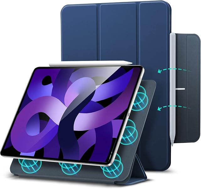 ESR Magnetic Case for iPad Air 5th Generation Case (2022), iPad Air 4th Generation (2020), iPad Pro 11 (2018), Magnetic Attachment, Auto Sleep/Wake, Supports Pencil 2, iPad Air 5/4 Case, Blue